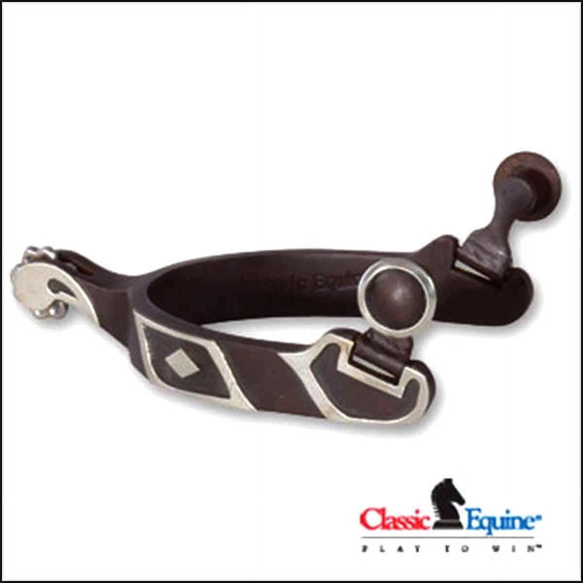 Classic Equine 5/8" Diamond Spurs - Medium Band With Clover Rowel For Horse Riding
