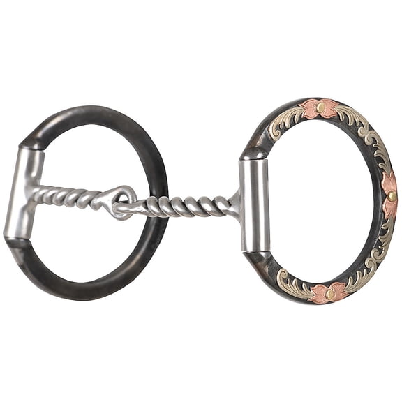 Classic Equine Floral Scroll D-Ring Bit with Twisted Wire - Sensitive Training