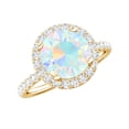 thumbnail image 1 of Rosec Jewels Classic Ethiopian Opal Engagement Ring with Halo (2 Carat, AAA Quality) - Opal Statement Ring with Moissanite, 10K Yellow Gold, US 4.50, 1 of 9
