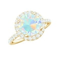 thumbnail image 1 of Rosec Jewels Classic Ethiopian Opal Ring with Moissanite Halo (8 mm) - Engagement Ring, 18K Yellow Gold, US 13.00, 1 of 9