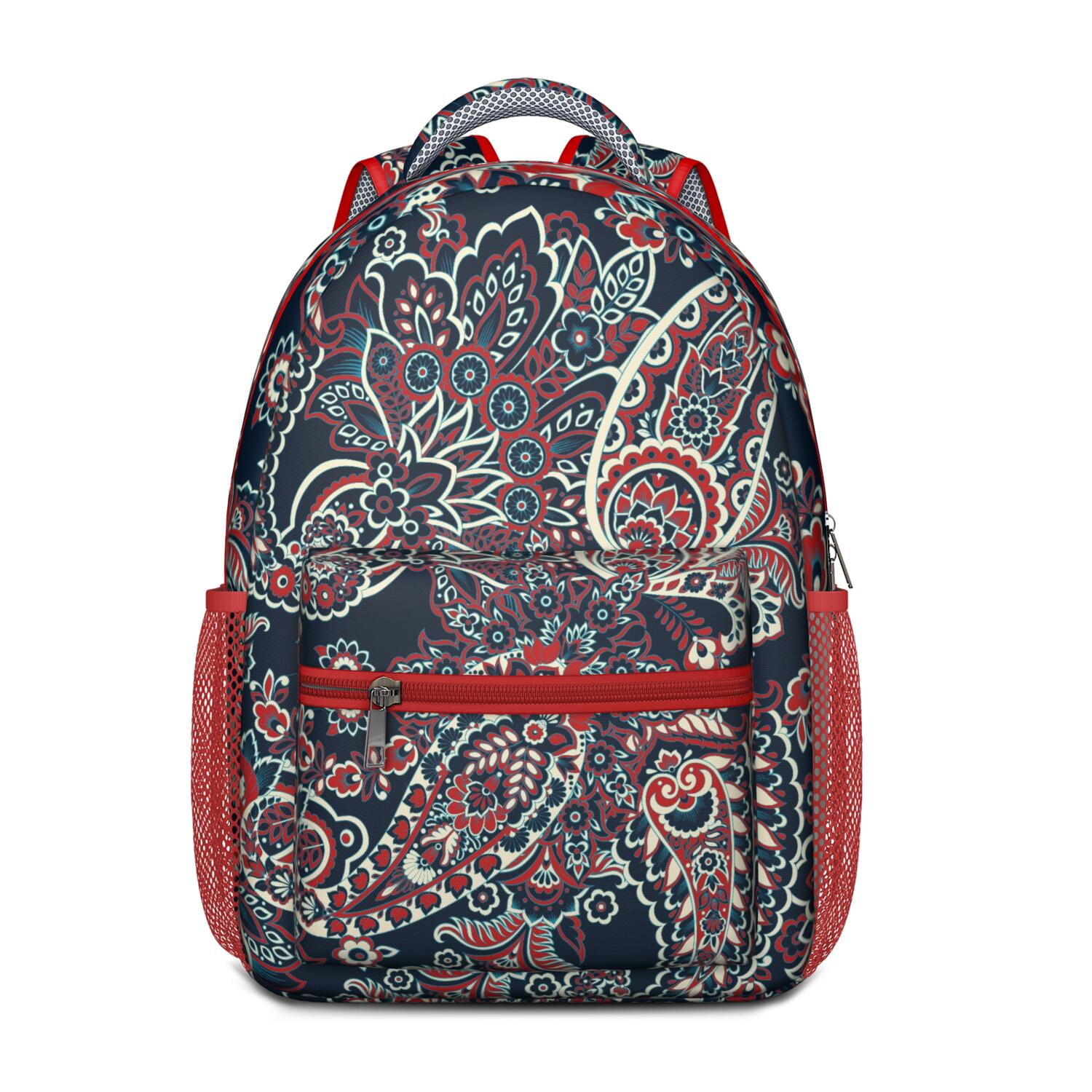 Classic Ethnic Paisley Backpack - Waterproof Ergonomic Bookbag with Breathable Mesh Straps