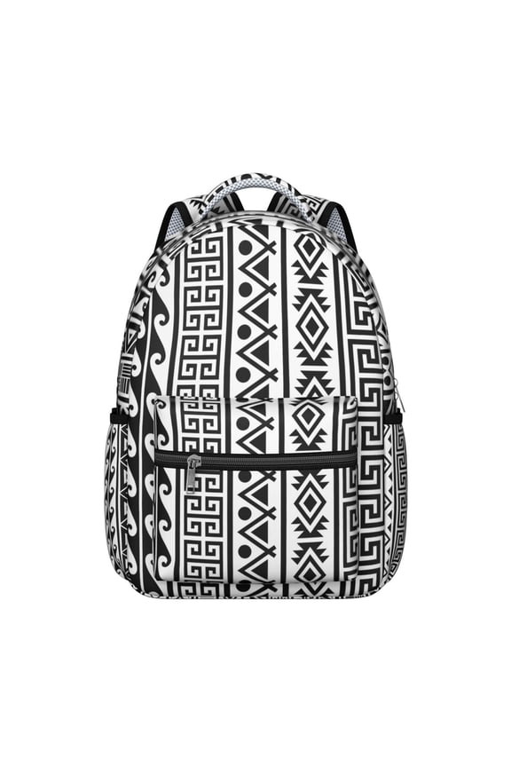 Classic European Style School Backpack for Student, Durable Scratch-Resistant Material with Traditional Geometric Patterns, Adjustable Straps, Comfortable Breathable Padding for Outdoor Use