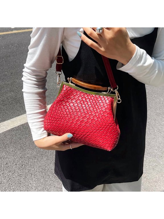 Classic Evening Bag for Women, Woven Embossed Vintage Handbag with Detachable Strap, Large Capacity Shoulder Crossbody Purse and Weekend Social Evening Events
