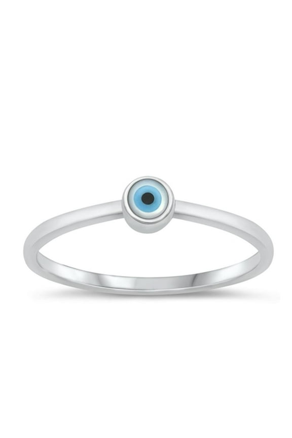 Classic Evil Eye Ring .925 Sterling Silver Minimalist Band Jewelry Female Male Unisex Size 9