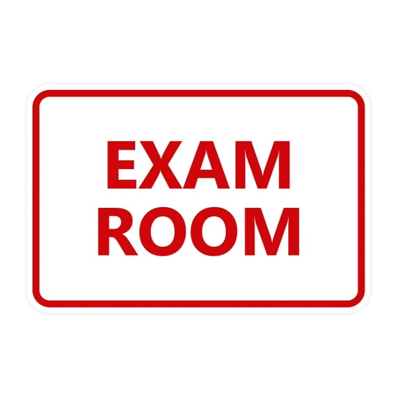 Classic Exam Room Sign (White/Red) - Medium