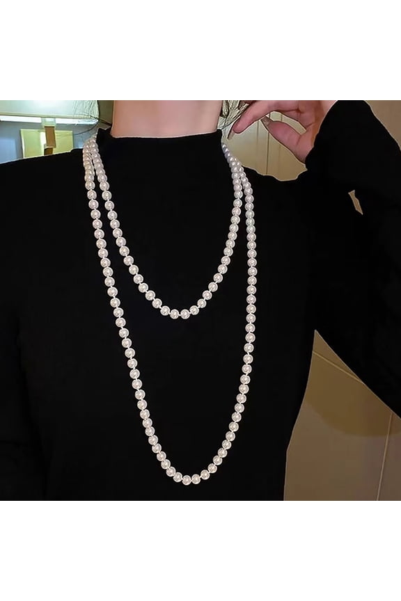 Classic Exquisite Pearl Long Sweater Necklace Fashion Lady Party Wedding Crystal Jewelry