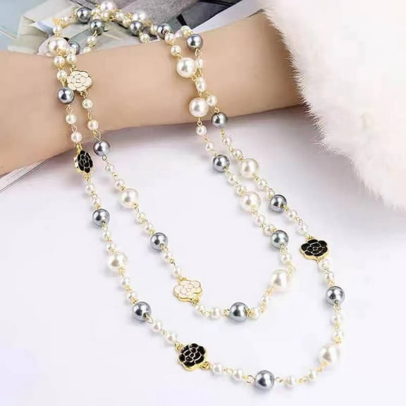 Classic Exquisite Pearl Long Sweater Necklace Fashion Lady Party Wedding Crystal Jewelry