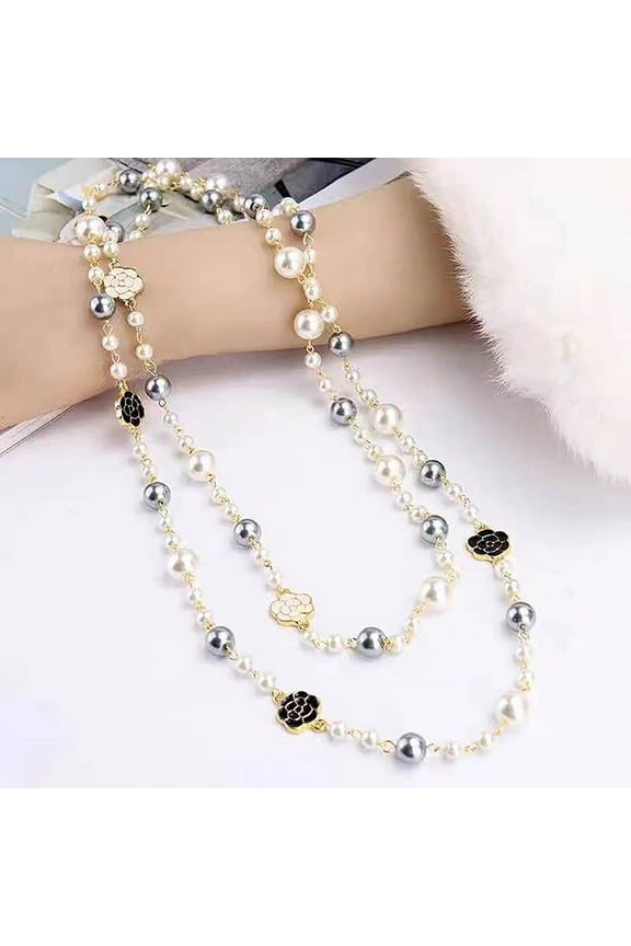 Classic Exquisite Pearl Long Sweater Necklace Fashion Lady Party Wedding Crystal Jewelry