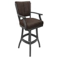 thumbnail image 1 of Classic Extra Tall 34" Solid Wood Bar Stool - NW Whiskey Brown Fabric - Gray, 1 of 2