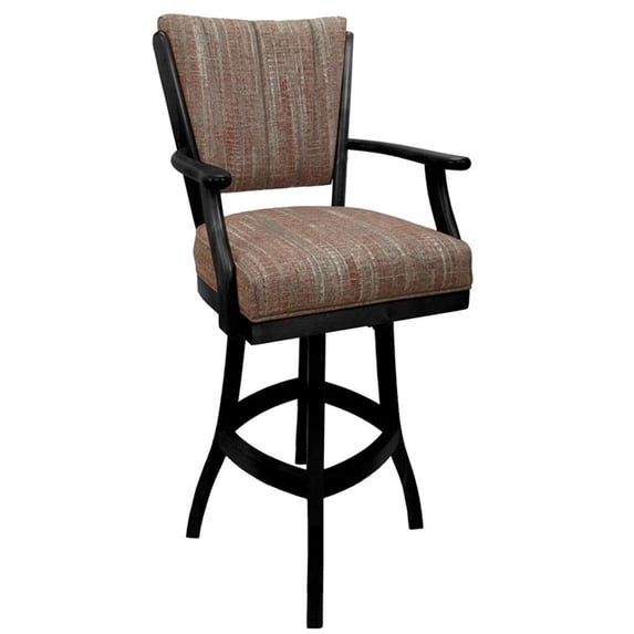 Classic Extra Tall 34" Solid Wood Bar Stool - Watusi Madder Red Fabric - Black