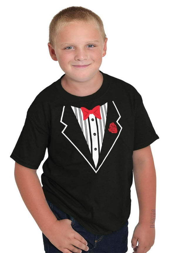 Classic Fake Printed Tuxedo Costume Boys Kids T Shirt Tees Tops Teen Brisco Brands XS