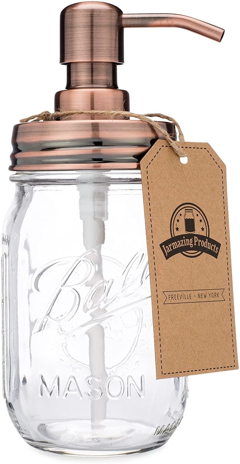 Classic Farmhouse 16oz Ball Glass Mason Jar Soap Dispenser - Copper