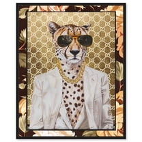 Classic Fashion Cheetah Portrait Canvas Tiger Glam Wall Art by Art Remedy, Black Frame, 16" x 20"