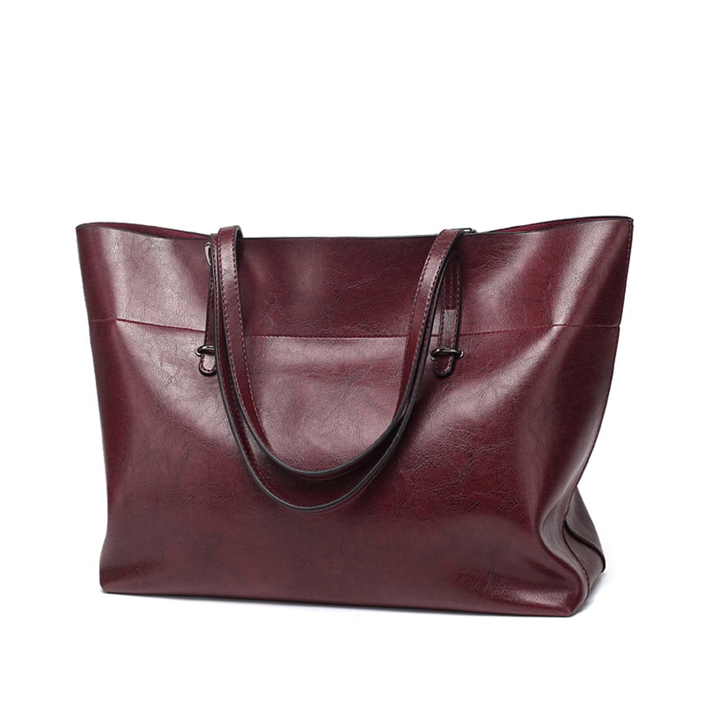 Classic Fashion Genuine Leather Tote Bag for Women Casual Big Capacity Shoulder Bag Handbag Purses with Zipper