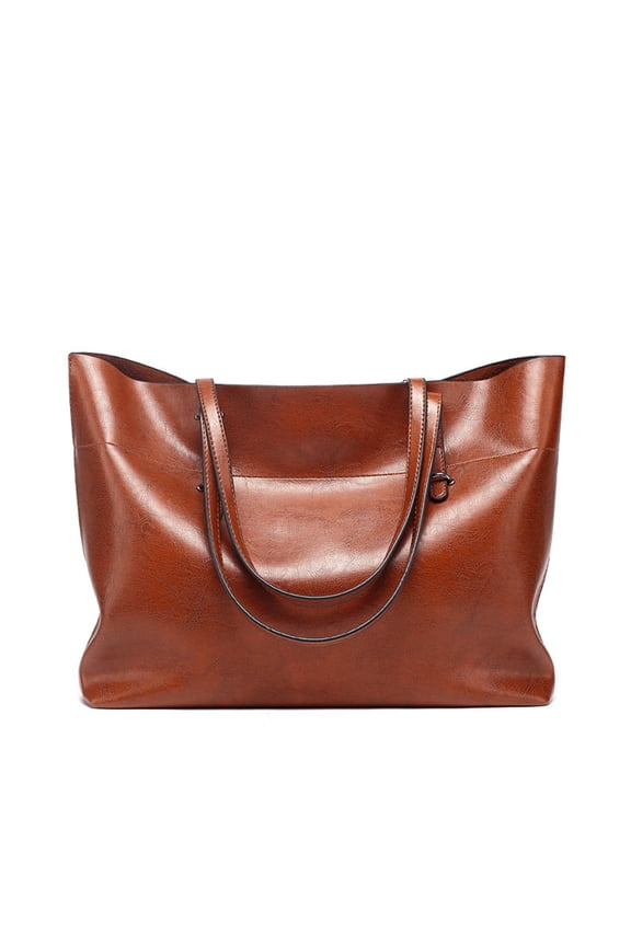 Classic Fashion Genuine Leather Tote Bag for Women Casual Big Capacity Shoulder Bag Handbag Purses with Zipper