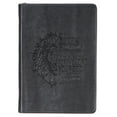 thumbnail image 1 of Classic Faux Leather Journal Be Strong and Courageous Lion Joshua 1:9 Bible Verse Gray Inspirational Notebook, Lined Pages w/Scripture, Ribbon Marker, Zipper Closure, 1 of 6