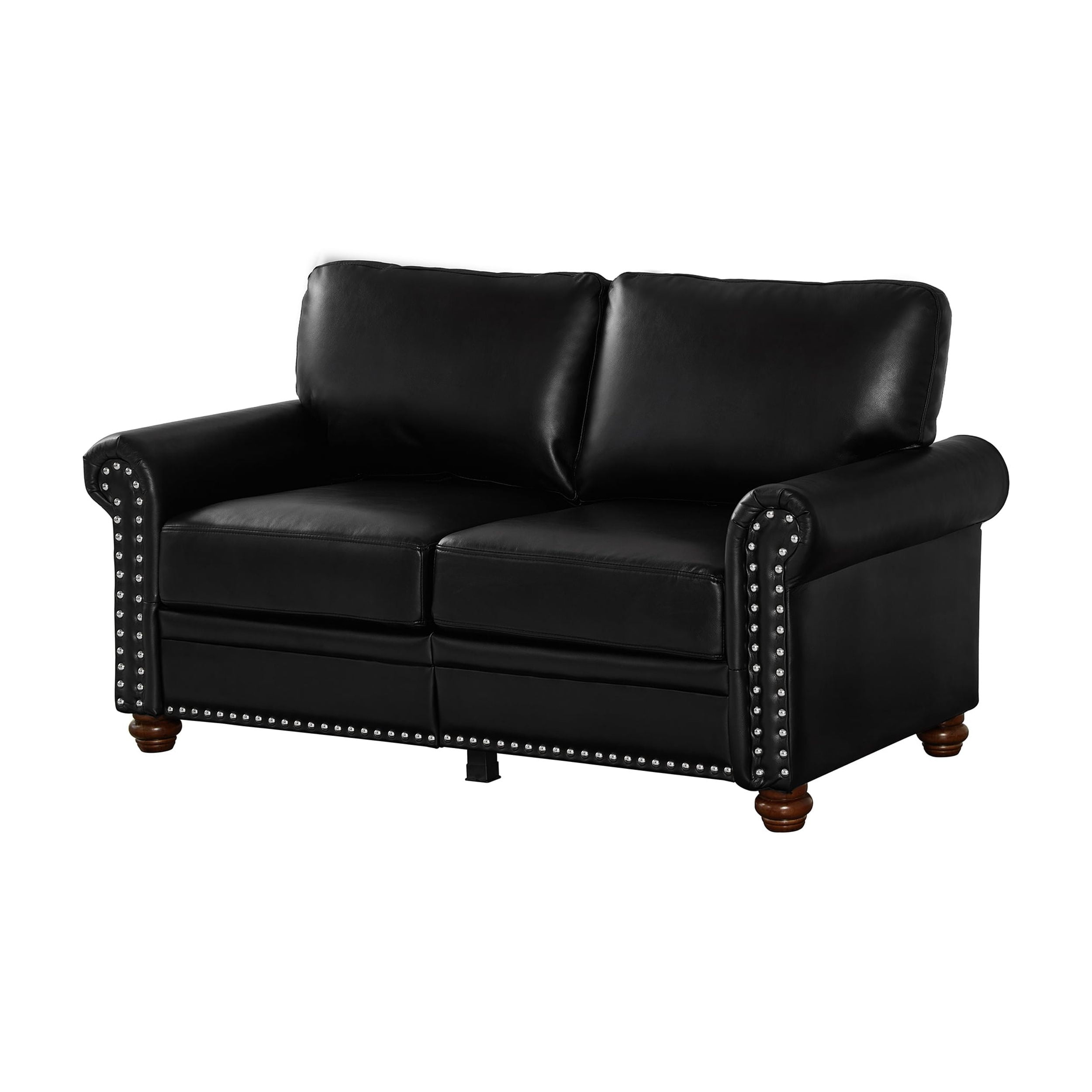 Classic Faux Leather Loveseat Small Sofa Couch with Nailhead Trim and Removable Cushions for Living Room Office Apartment