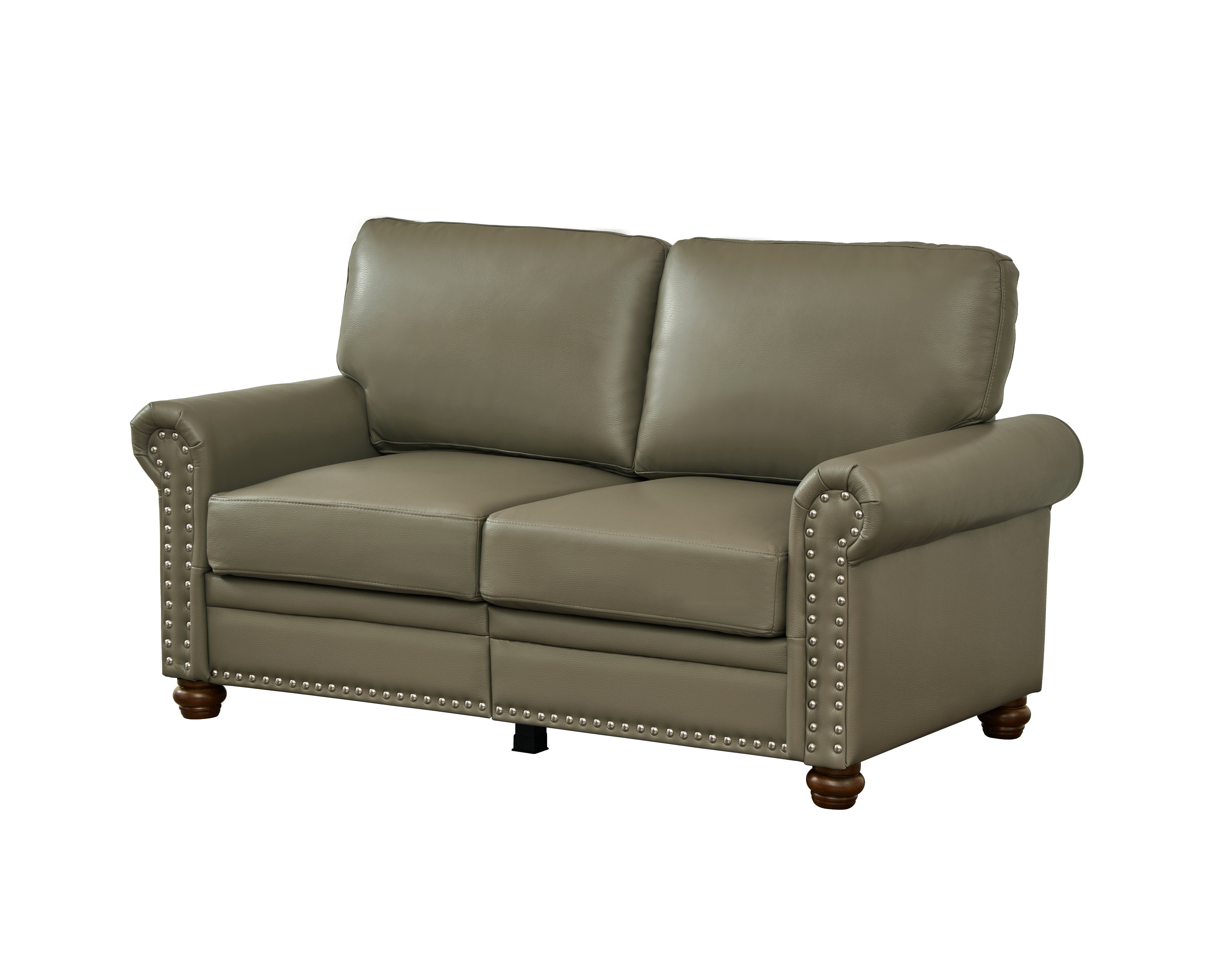 Classic Faux Leather Loveseat Small Sofa Couch with Nailhead Trim and Removable Cushions for Living Room Office Apartment