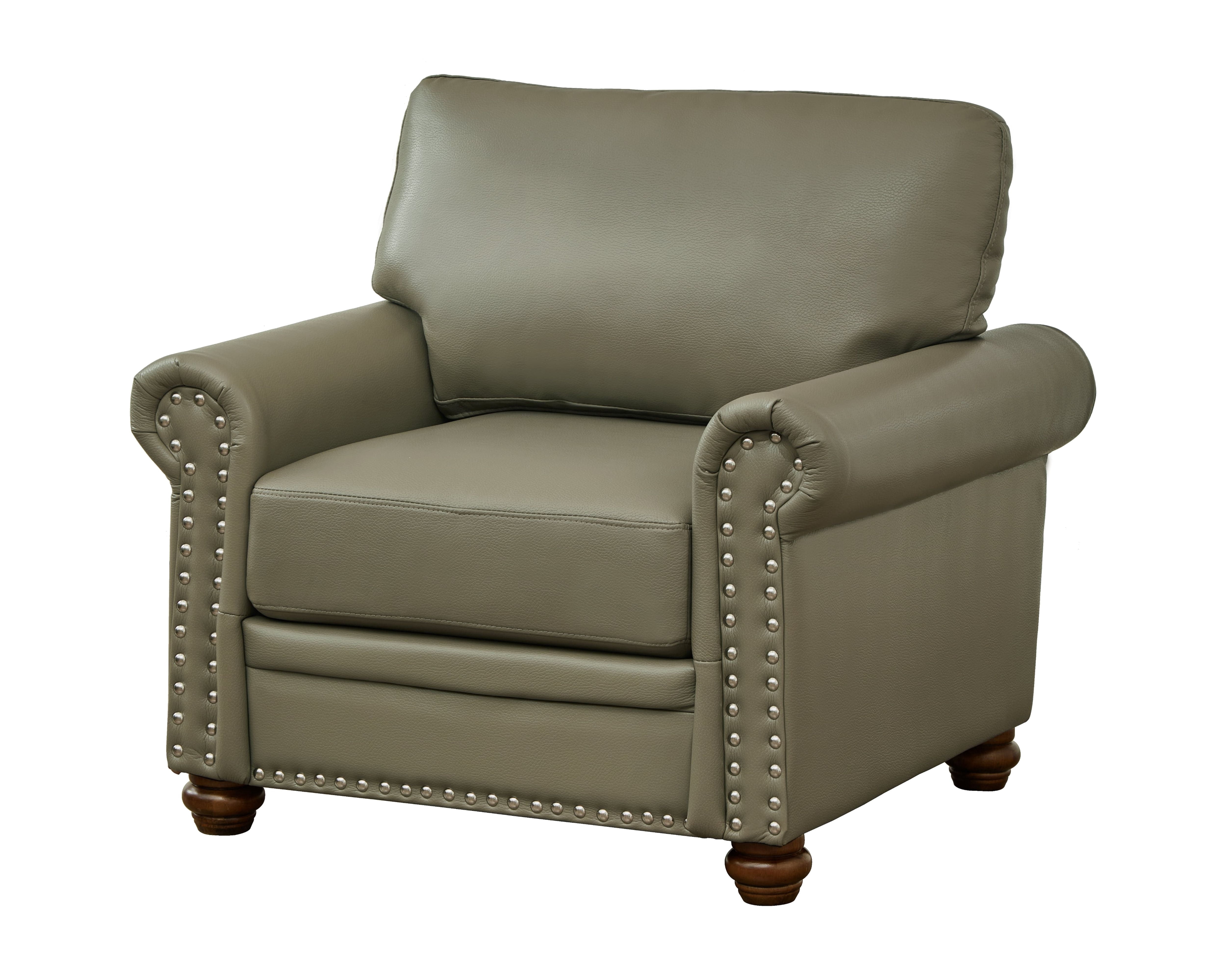 Classic Faux Leather Single Sofa Couch Armchair with Nailhead Trim and Removable Cushions for Living Room Office Apartment