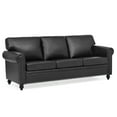 thumbnail image 1 of Classic Faux Leather Sofa Upholstered Couch with Removable Cushions and Rolled Arms for Living Room Office Apartment, 1 of 12