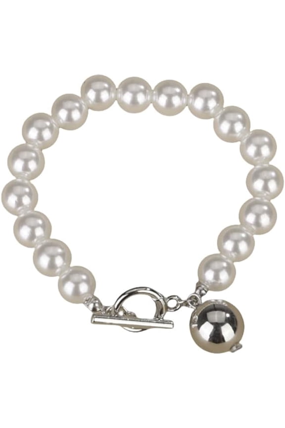 Classic Faux Pearl Bracelet with Toggle Clasp Round Bead Bridal Cuff Wrap Bangle Prom Party Festival Statement Jewelry for Women