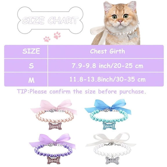 Classic Faux Pearl Pet Necklace with Shimmering Rhinestone Bone Charm Satin Ribbon, Adjustable Jewelry Collar for Small Pets, Comfortable and Elegant Design for Dogs and Cats Daily Adornment