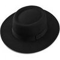 Classic Fedora Hat for Women Men Wide Brim Pork Pie Hat Flat Top Hat ...