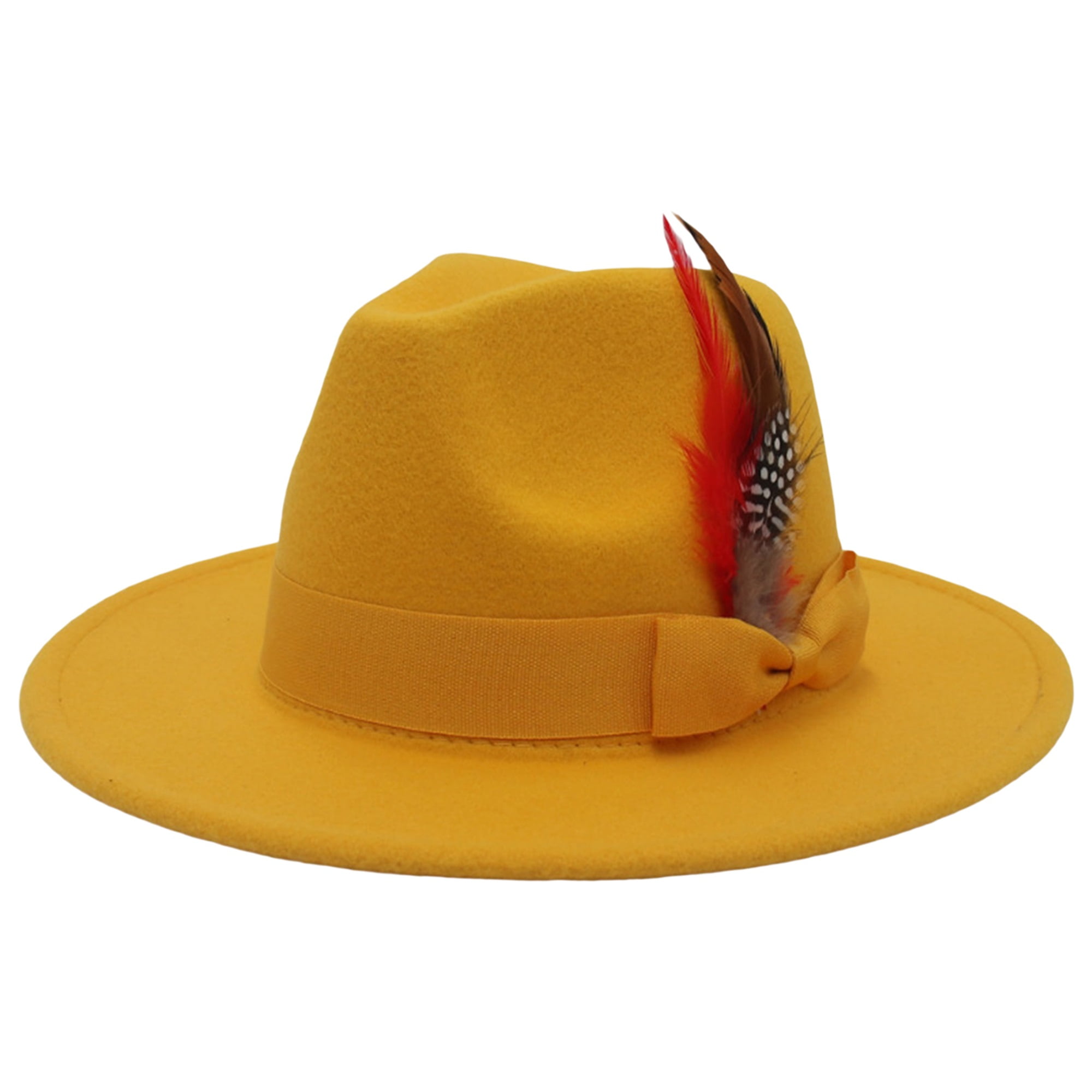 Wide brim fedora Hat with orange feather FREEBIRD STORES - NELSON main image 2