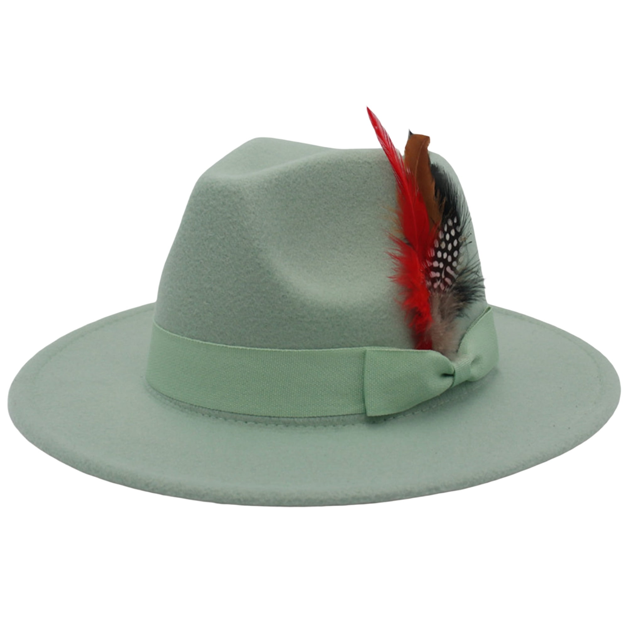 Classic Fedora Hat Wide Brim Felt Panama Dress Hat Unisex Adjustable Feathers LZLER Classic Fedora Hats for Men Women Panama Felt Liberia  main image 2