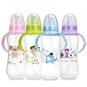 Classic Feeding Bottles for Baby, Infant and Newborn - Standard Neck Bottles With Handle, 9 Ounce- Random Color