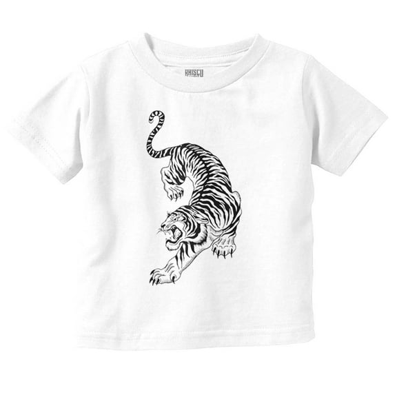 Classic Fierce Japanese Tiger Tattoo Toddler Boy Girl T Shirt Infant Toddler Brisco Brands 6M