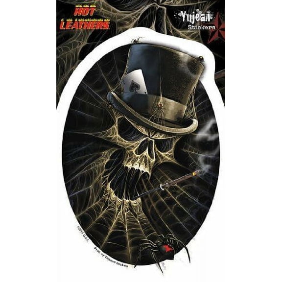 Classic Fierce Smoking Spiderweb Skull Die-Cut Wall STICKER 4.5" x 6.5"