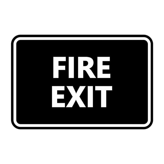 Classic Fire Exit Sign (Black) - Small