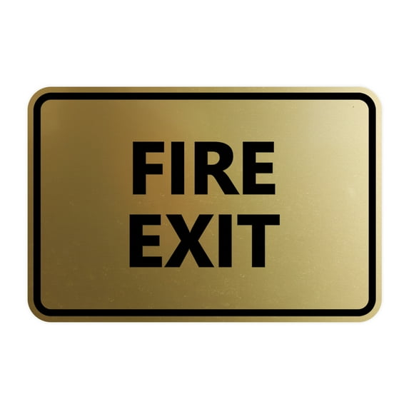 Classic Fire Exit Sign (Brushed Gold) - Small