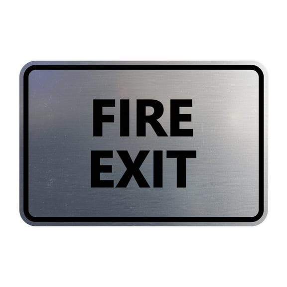 Classic Fire Exit Sign (Brushed Silver) - Small