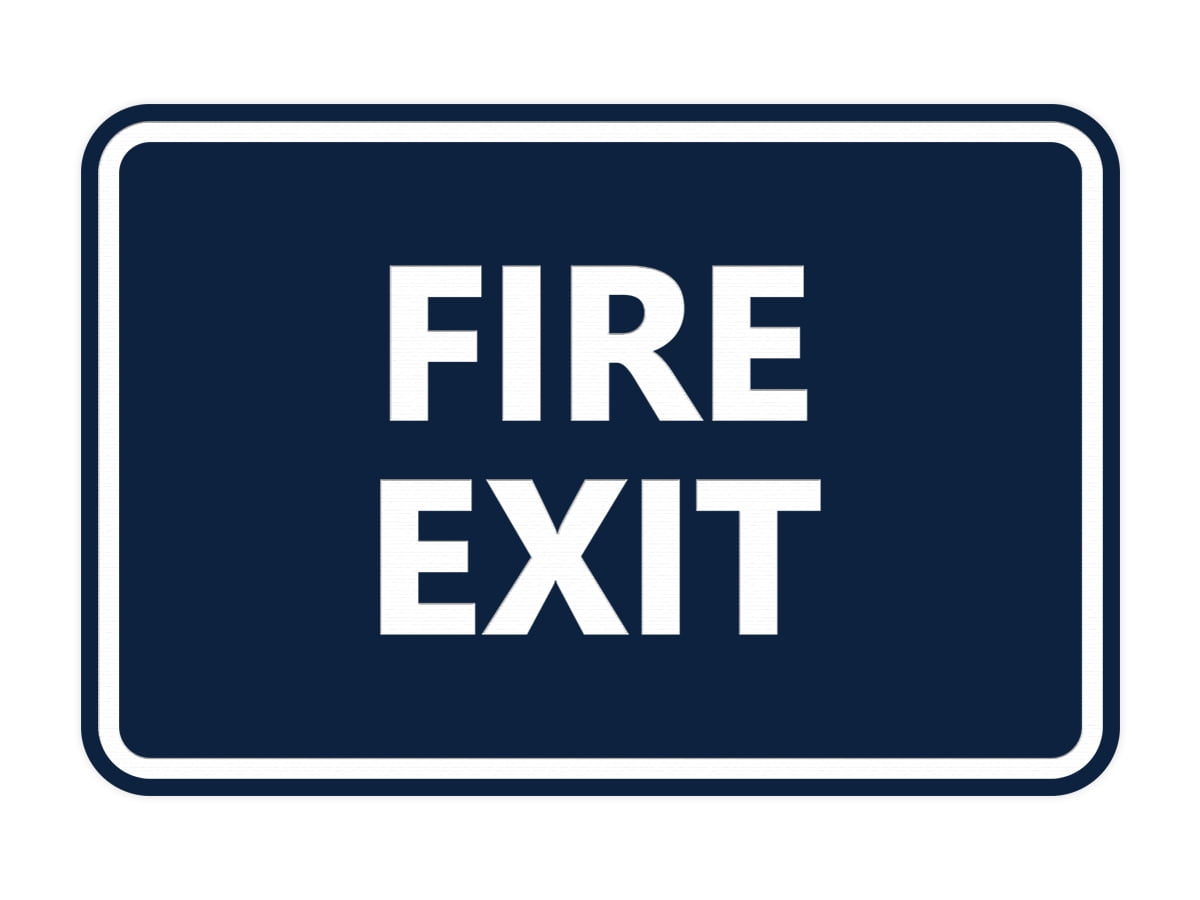 Classic Fire Exit Sign (Navy Blue / White) - Medium - Walmart.com