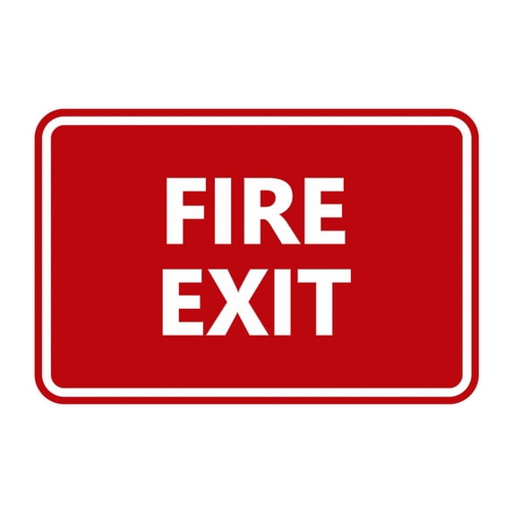 Classic Fire Exit Sign (Red) - Large
