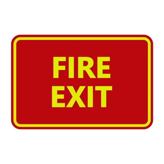 Classic Fire Exit Sign (Red/Yellow) - Small