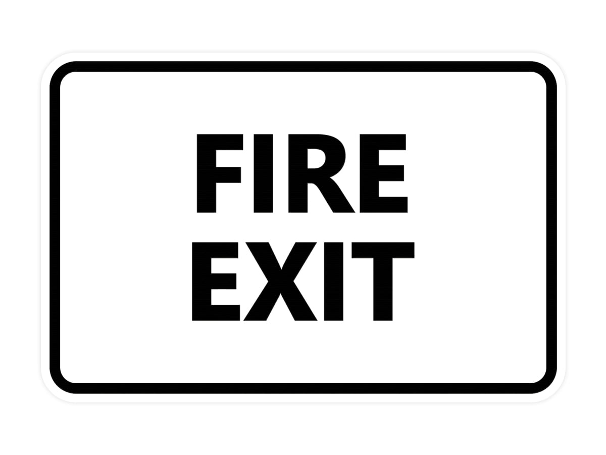 Classic Fire Exit Sign (White) Large