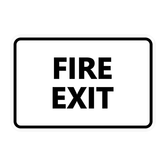 Classic Fire Exit Sign (White) - Small
