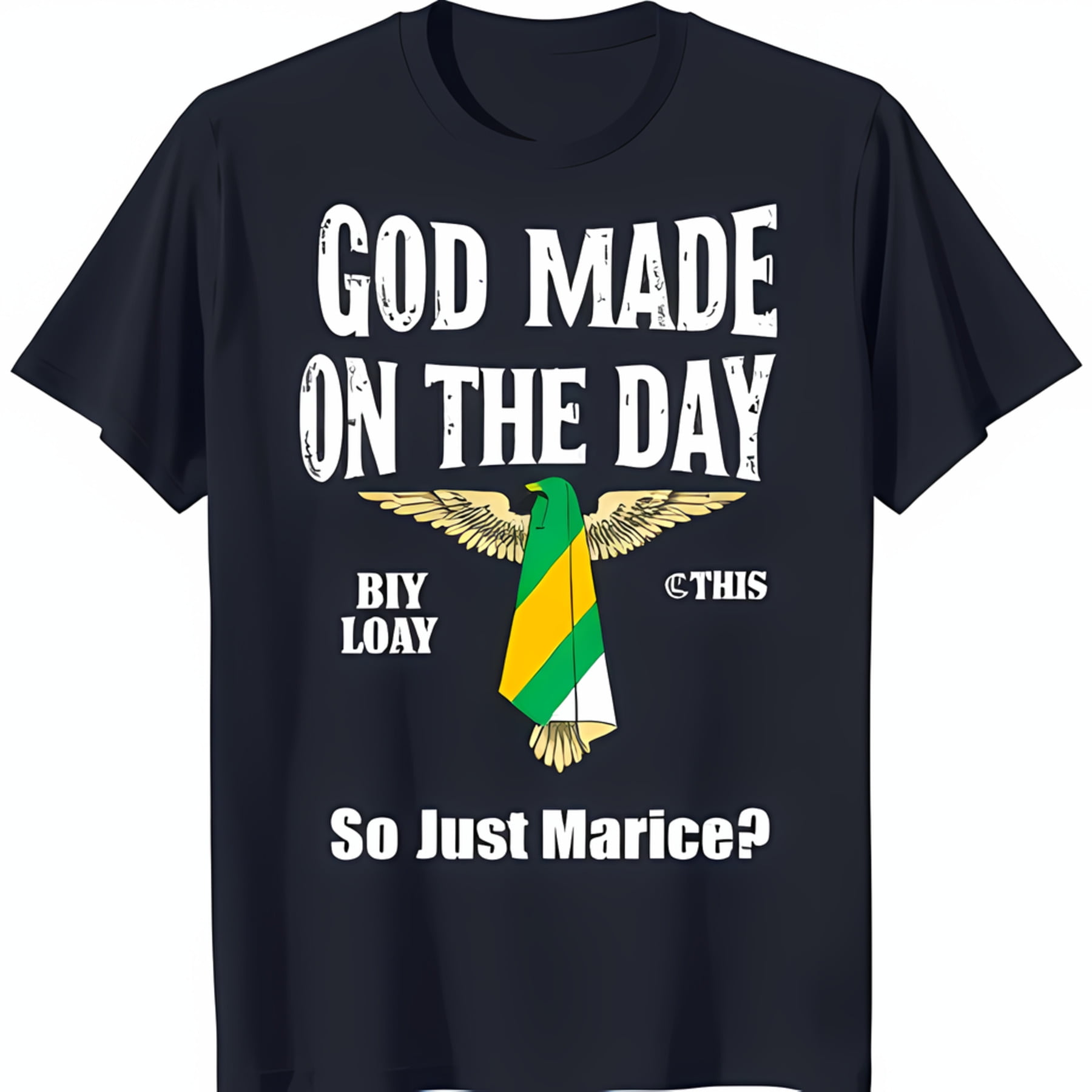 Classic Fit Black TShirt with Bold Graphic Design Centered on Front