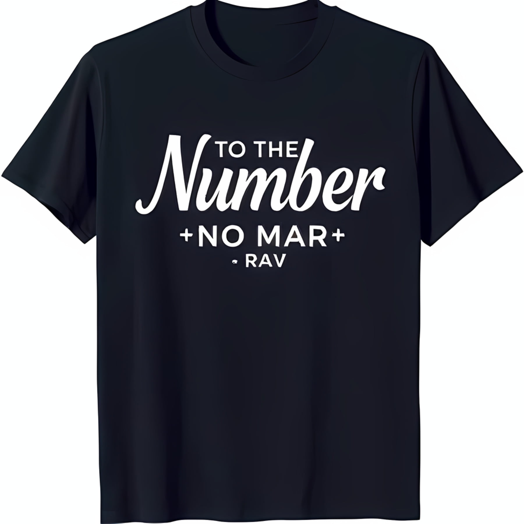 Classic Fit Black TShirt with Bold White Graphic 'To the Number No