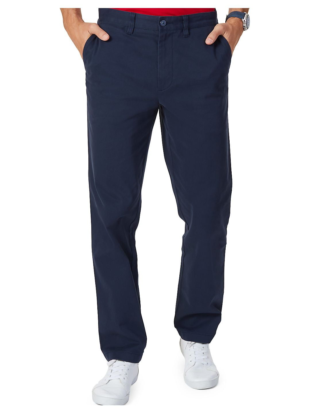 Nautica Men's Classic-Fit Stretch Solid Flat-Front Chino Deck Pants ...