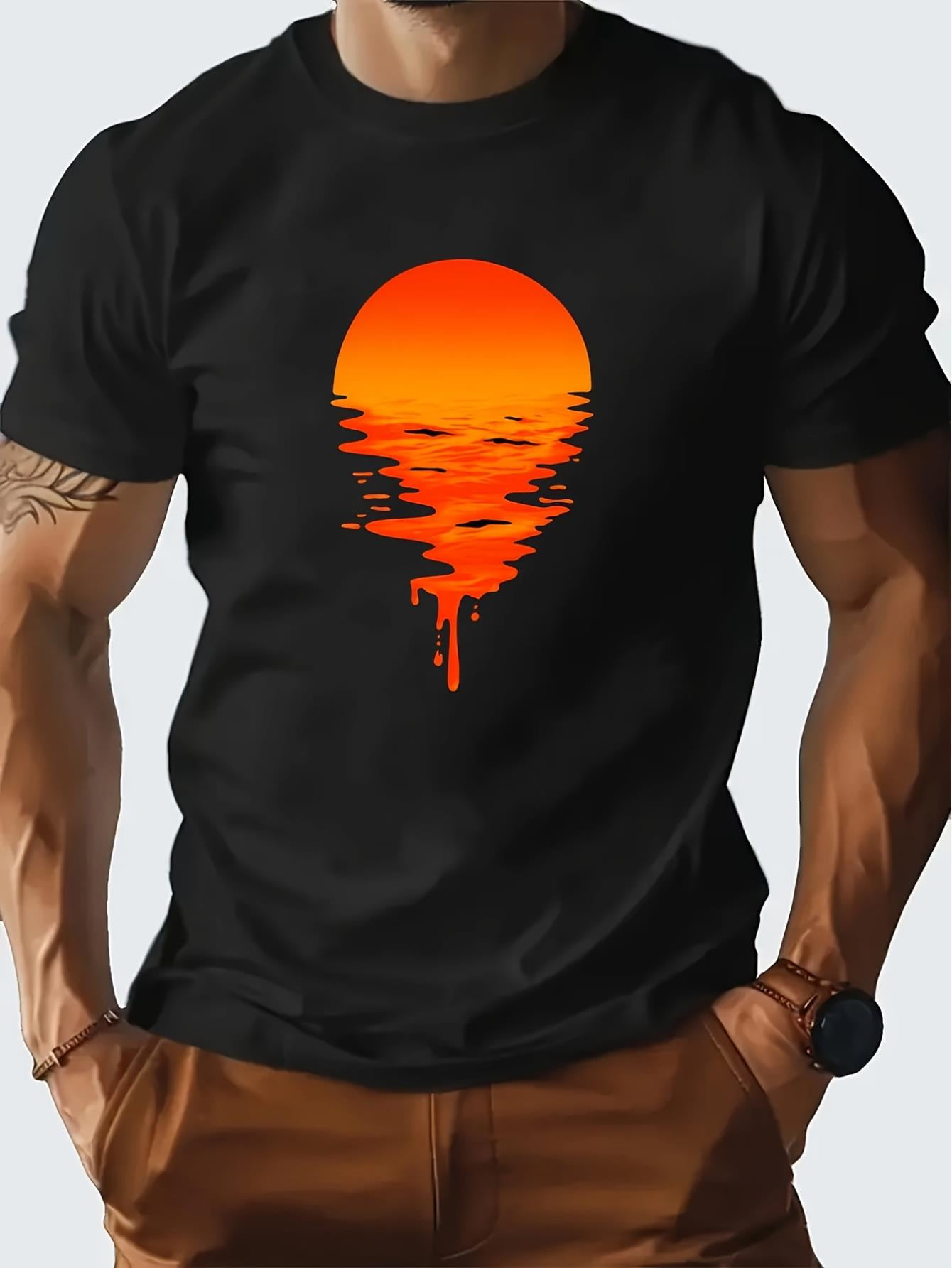 Classic Fit Pure Cotton Round Neck Letter Printed Casual T-Shirt for ...