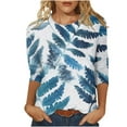 thumbnail image 1 of Classic Fit Womens Tops 3/4 Sleeve Shirts Vintage Floral Tshirts Round Neck Basic Tee Casual Blouse, 1 of 5