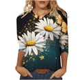 thumbnail image 1 of Classic Fit Womens Tops 3/4 Sleeve Shirts Vintage Floral Tshirts Round Neck Basic Tee Casual Blouse, 1 of 5