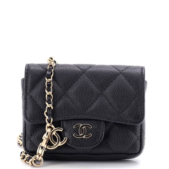 Classic Flap Chain Belt Bag Quilted Caviar Mini By Rebag