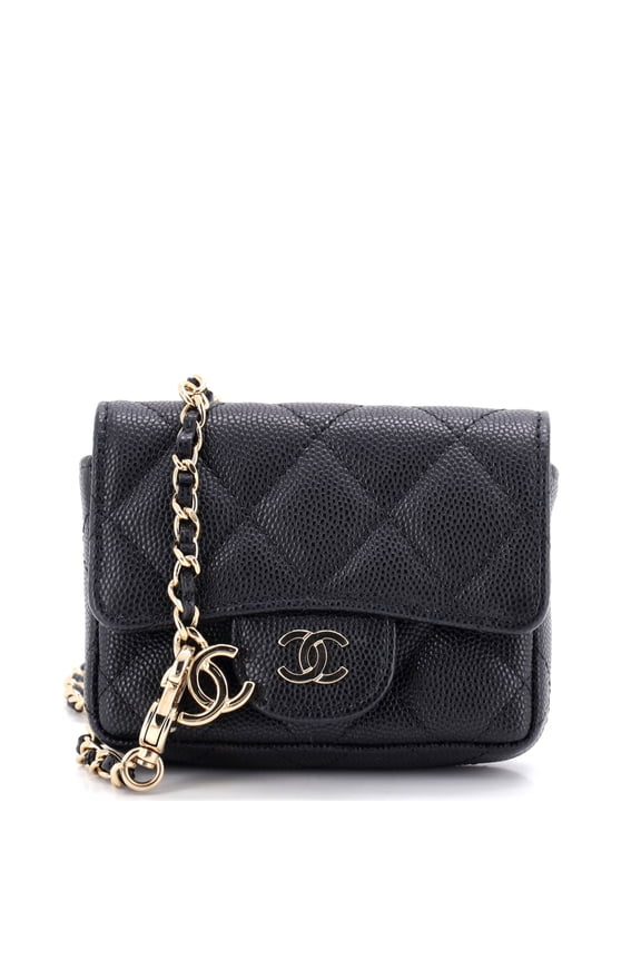 Classic Flap Chain Belt Bag Quilted Caviar Mini By Rebag