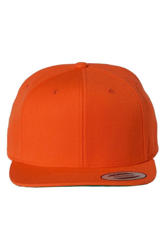 Classic Flat Bill Snapback Cap - Orange - Adjustable