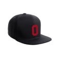 thumbnail image 1 of Classic Flat Bill Visor Snapback Hat Custom Color Player Team Numbers, Number 0 Red, Black Hat, 1 of 5